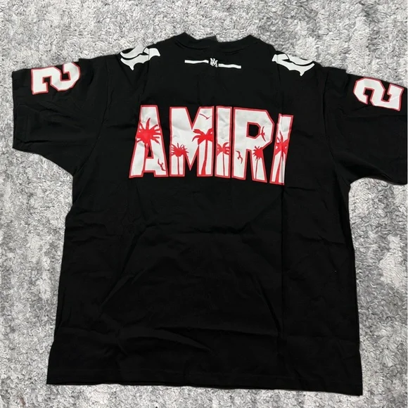 Amiri 22 Jersey Palm Tree Logo Red and Black Tee Mens Size Medium